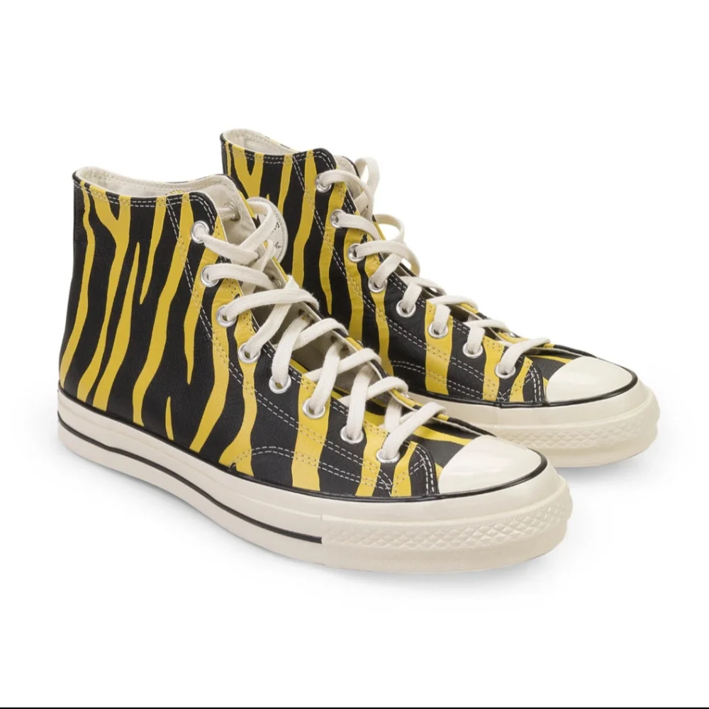 Converse Chuck Taylor Retro 70 Hi Vivid Black Yellow Sulfur Zebra Leather 8 NWT - Picture 4 of 14